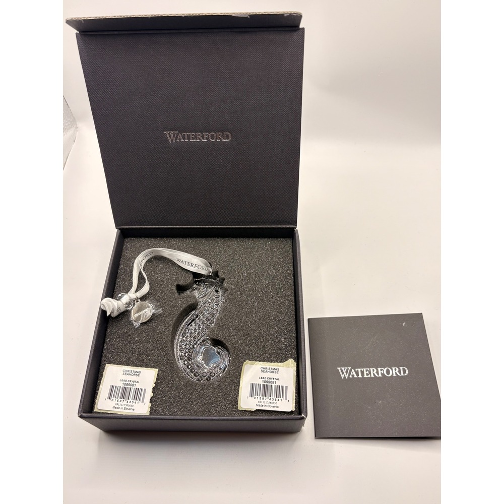 Waterford 2020 Seahorse Crystal Christmas Ornament, Clear Lead Crystal Holiday